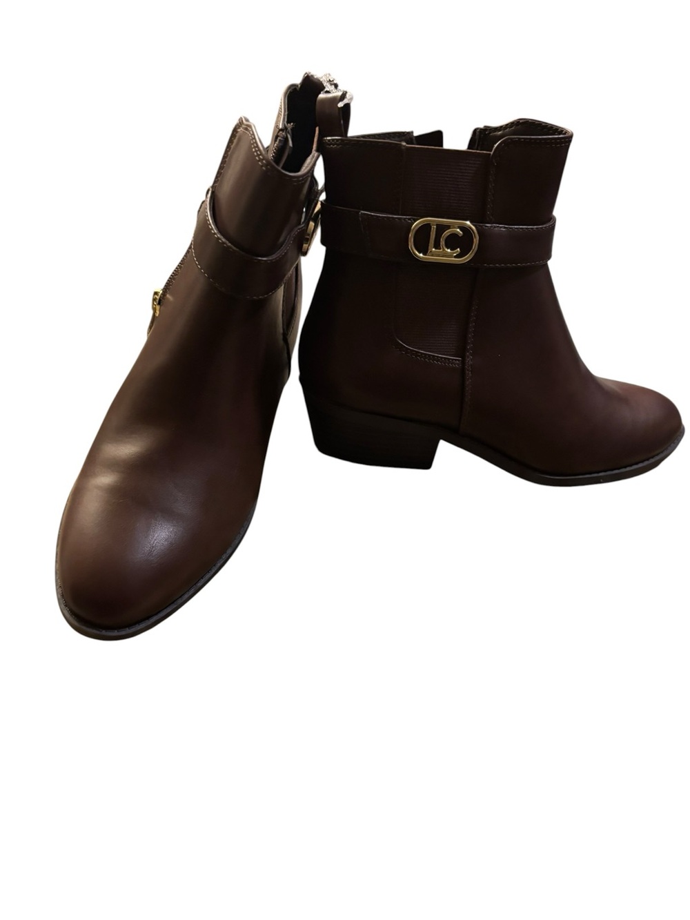 NWT Liz Claiborne Brown Leather Ankle Boots for Women Sz. 6.5